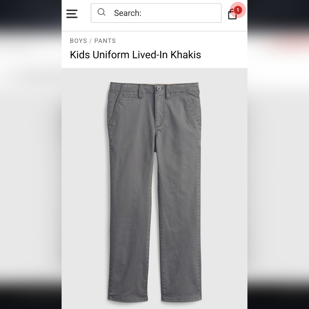 GAP size Boys 18 Husky uniform pants